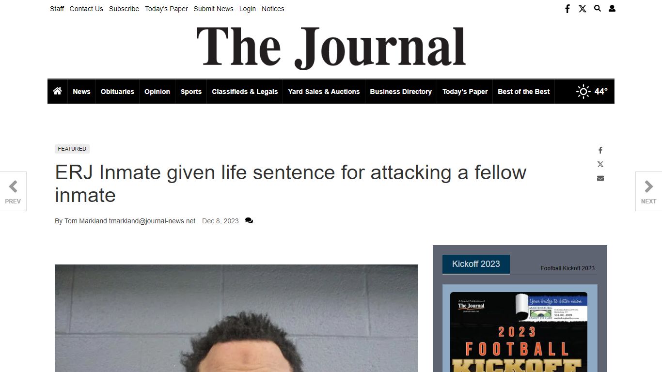 ERJ Inmate given life sentence for attacking a fellow inmate